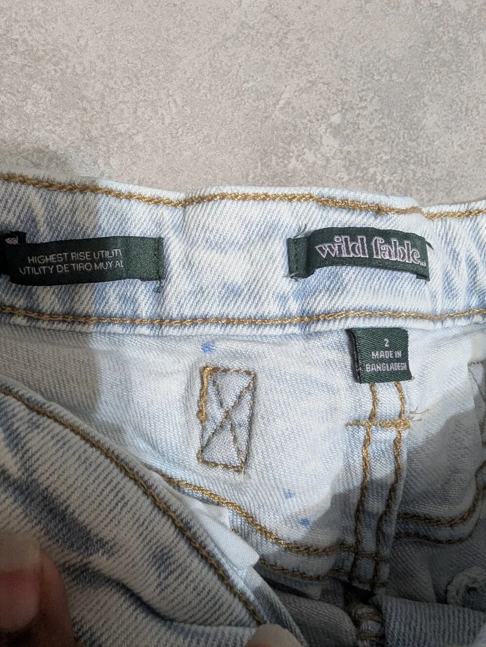 Wild Fable Size 2 Highest Rise Utility Paint Splatter Distressed Denim Shorts